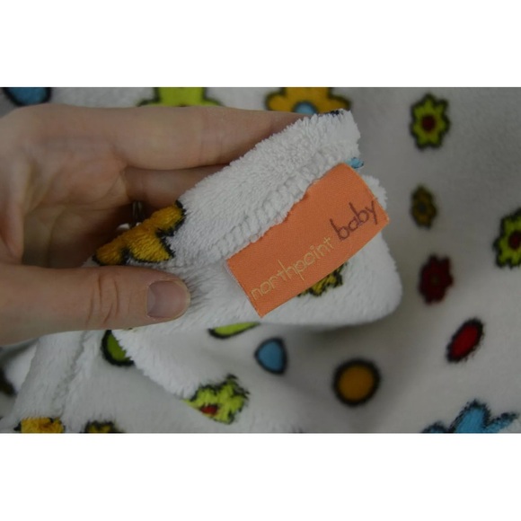 Northpoint Alligator Baby Blanket White Green Orange Flowers Polka Dots Circles - Picture 6 of 6